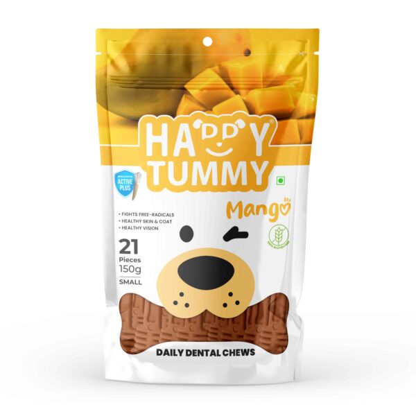 Happy Tummy Mango Flavour Treat For Dogs (21Pc) | Daily Dental Chew for Dogs |  Smartypet Pet Products