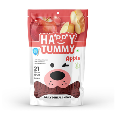 Happy Tummy Apple Flavour Treats For Dogs (21Pc) |  Daily Dental Chew for Dogs | Smarty Pet Products