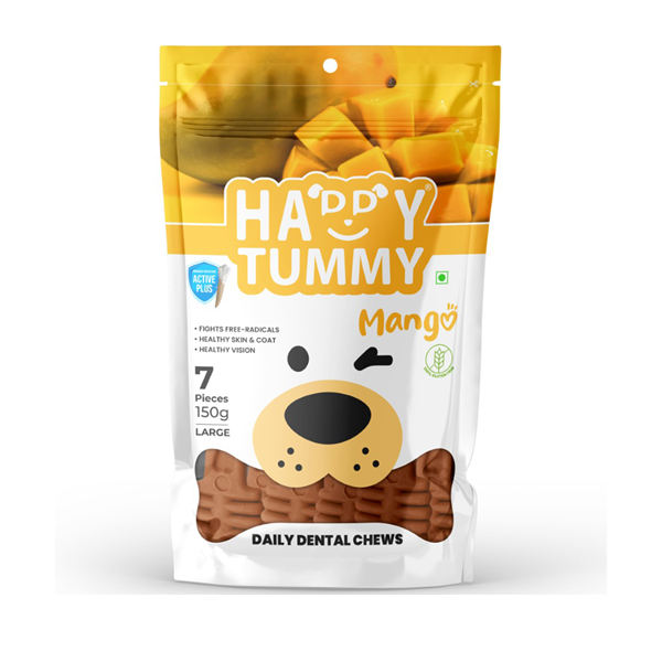 Happy Tummy 21pc Mango Flavour Treat For Dogs | Daily Dental Chew for Dogs |  Smarty Pet Products