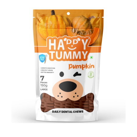 Happy Tummy Daily Dental Chews For Dogs | Pumpkin Flavour (7pcs) | Smartypet Pet Products