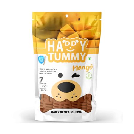 Happy Tummy Daily Dental Chews For Dogs | Mango Flavour (7pcs) | Smartypet Pet Products