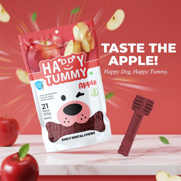 Happy Tummy Apple Flavour Treats For Dogs (21Pc) |  Daily Dental Chew for Dogs | Smartypet Pet Products