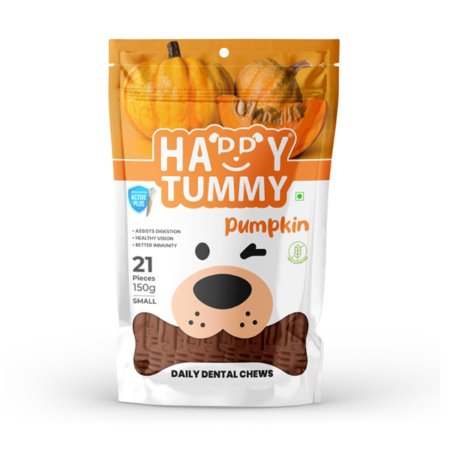 Happy Tummy Pumpkin Flavour Bone Treat for Dogs (21pcs)| Daily Dental Chew for Dogs |  Smarty Pet Products